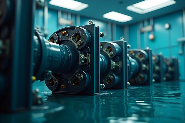 Deep-sea longline system undergoing pressure testing in a specialized facility, illustrating robust construction.