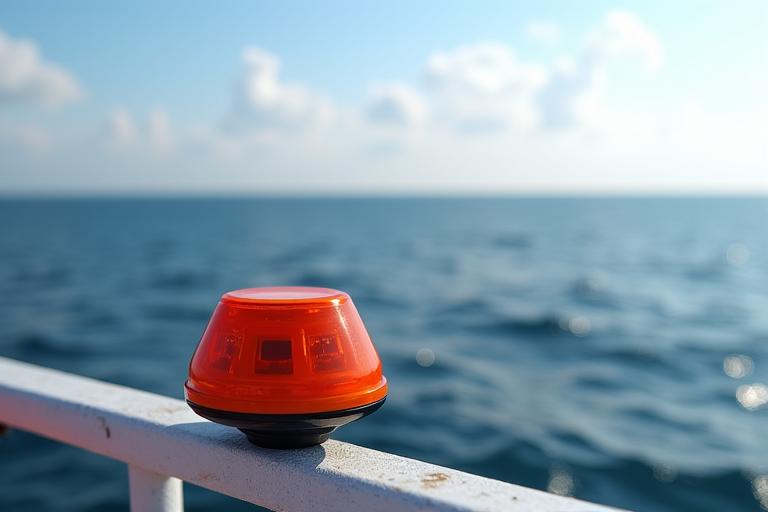 Advanced marine emergency beacon with integrated GPS and satellite communication, demonstrating cutting-edge safety features.
